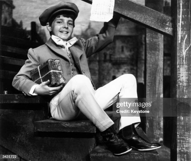 Twelve year old Martin Stephens playing the lead role in Lionel Bart's musical Oliver.