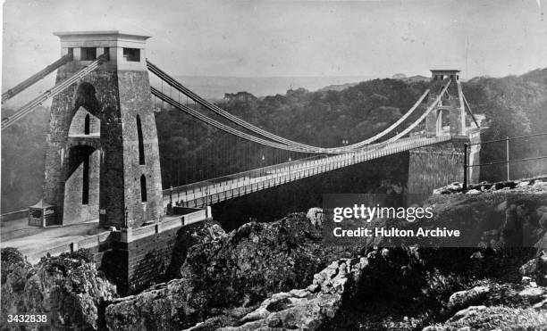 The Clifton Suspension Bridge, spanning the Avon Gorge Bristol, designed by Isambard Kingdom Brunel , but not completed until after his death in 1864.