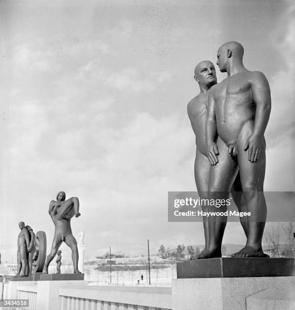 One of the sculptures in the Adolf Gustav Vigeland Park, formerly Frogner Park, Oslo. The park contains almost 200 sculptures representing different...