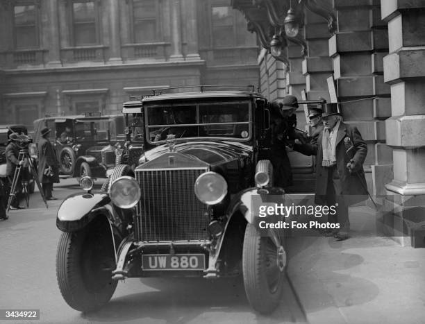 Sir David Murray leaves his Rolls Royce outside the Royal Academy's Burlington House in London on Private View Day.