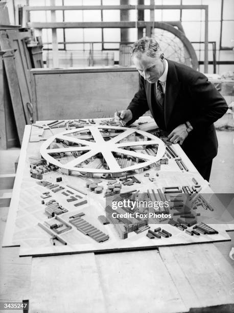 Model of proposed airport above streets of King's Cross, London.