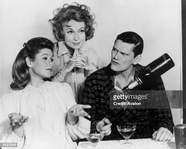 Some of the cast of the hit TV show 'Bewitched', Elizabeth Montgomery, Agnes Moorhead and Dick York .