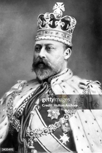 Edward VII King of Great Britain and Emperor of India wearing state robes for his coronation.