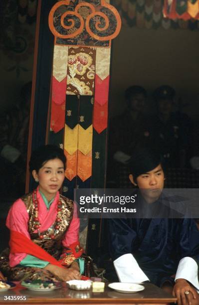 Newly crowned King Jigme Singye Wangchuk of Bhutan and his wife, the Queen.
