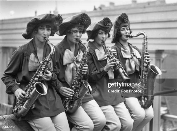 Members of Irving Aaronson's dance band, the Commanders, at the plaza.