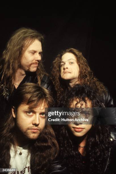 American heavy metal rock group Metallica. Clockwise : Drummer Lars Ulrich, singer and guitarist James Hetfield, bass player Jason Newsted and...