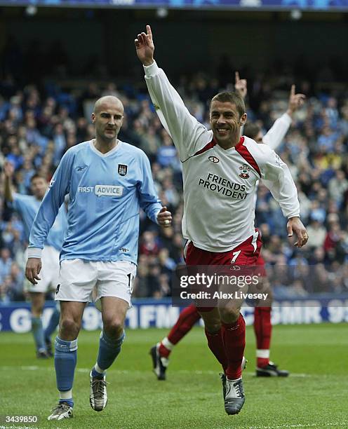 Kevin Phillips of Sunderland celebrates scoring his first goal against Manchester City during the FA Barclaycard Premiership match between Manchester...