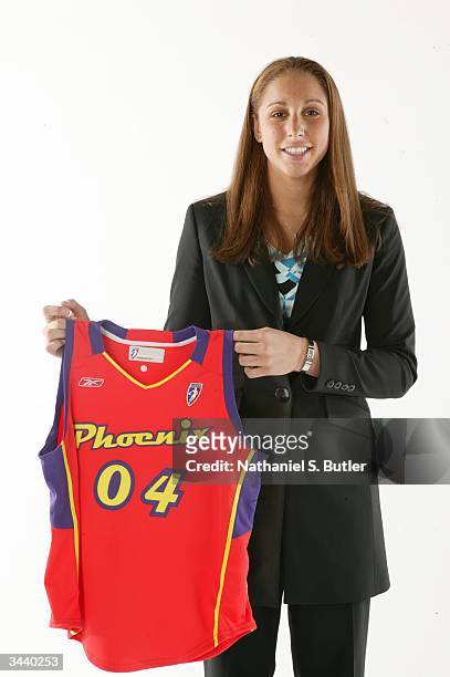 No. 1 pick Diana Taurasi of the Phoenix Suns poses for portrait during the 2004 WNBA Draft on April 17, 2004 at Secaucus, New Jersey. NOTE TO USER:...