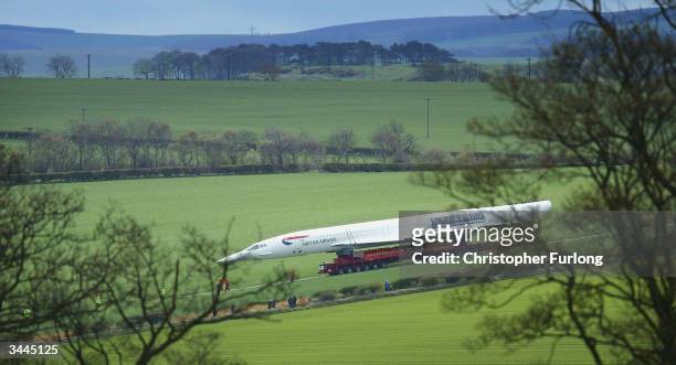 Concorde arrives at it's final destination at The Museum of Flight, April 19, 2004 in Edinburgh, Scotland. The last decommissioned Concorde G-BOAA...