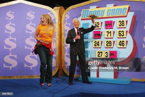 Contestant and host Bob Barker play "The Price Is Right" million dollar spectacular celebrating host Bob Barker's induction into the Academy of...