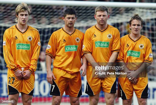 Boston United defensive wall during the Nationwide League Division Three match between Northampton Town and Boston United held on March 13, 2004 at...