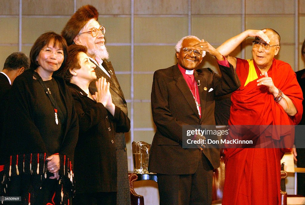 The Dalai Lama Participates In A Round Table Discussion Of Great Minds