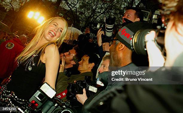 Daryl Hannah attends the UK Premiere of Quentin Tarantino's "Kill Bill: Volume 2" at The Empire Leicester Square on April 20, 2004 in London. The...