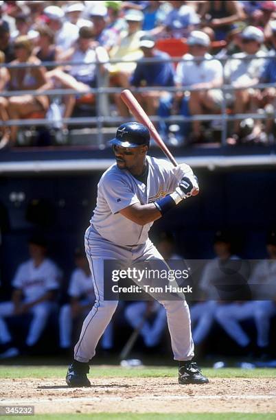 Outfielder Dave Clark of the Houston Astros in action during a game against the San Diego Padres at the Qualcomm Stadium in San Diego, California....