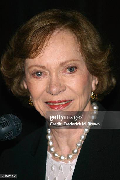 Former first lady Rosalynn Carter attends the Death Penalty Focus Awards, at the Beverly Hilton Hotel, on April 20, 2004 in Beverly Hills,...