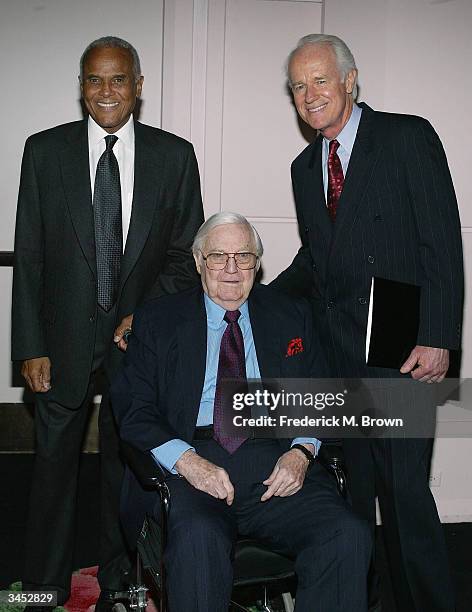 Actor Harry Belafonte, director Robert Wise and actor/producer Mike Farrell attend the Death Penalty Focus Awards at the Beverly Hilton Hotel on...