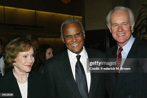 Former first lady Rosalynn Carter, Harry Belafonte and Mike Farrell attend the Death Penalty Focus Awards at the Beverly Hilton Hotel on April 20,...