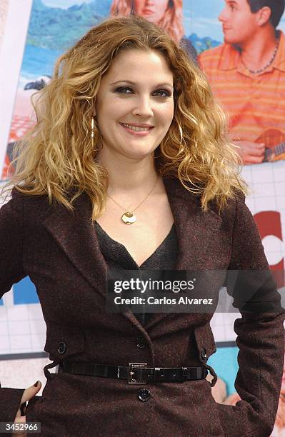 Actress Drew Barrymore attends promotional photocall for her movie "50 First Dates" at Villamagna Hotel on April 21, 2004 in Madrid, Spain.