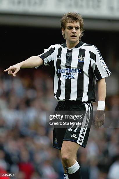 Jonathan Woodgate of Newcastle United in action during the FA Barclaycard Premiership match between Aston Villa and Newcastle United held on April...
