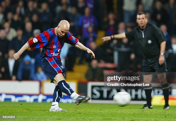 Andy Johnson of Crystal Palace scores their first goal from the penalty spot during the Nationwide Division One match between Crystal Palace and...