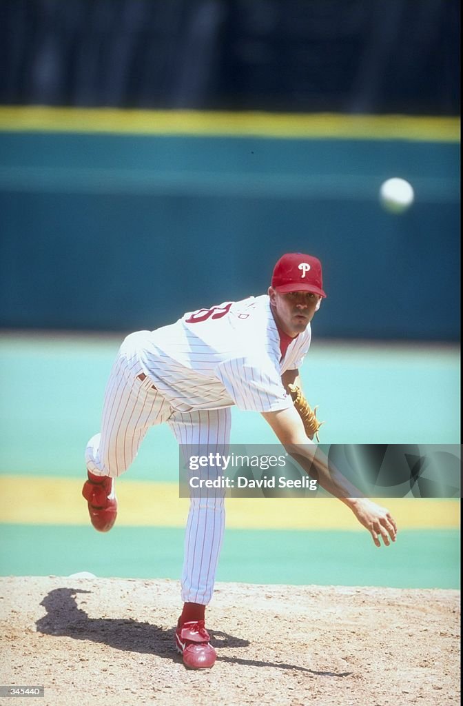 Pitcher Carlton Loewer of the Philadelphia Phillies in action during
