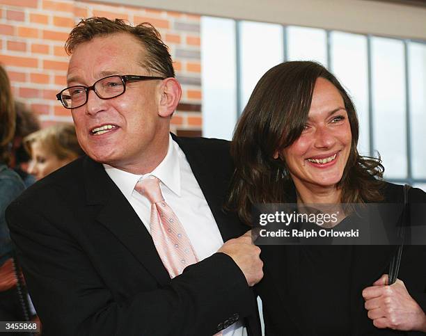 German top hair stylist Gerhard Meier and his guest Christiane Brunner-Speer attend a big party to celebrate the 10th anniversary of the German...