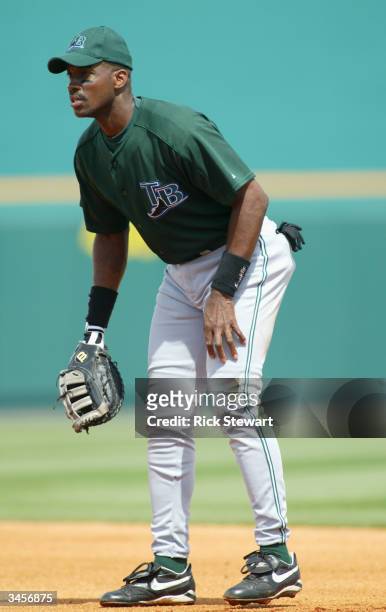 Fred McGriff of the Tampa Bay Devil Rays in the field during the Spring Training game against the Pittsburgh Pirates on March 9, 2004 at MeKechnie...
