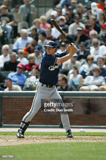 Craig Counsell of the Milwaukee Brewers at bat during the game against the San Francisco Giants at SBC Park on April 14, 2004. The Brewers defeated...