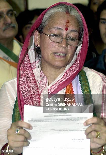 Former Miss India and social activist Nafisa Ali takes an oath as she files her nomination to contest in the south-Calcutta constituency in Calcutta,...