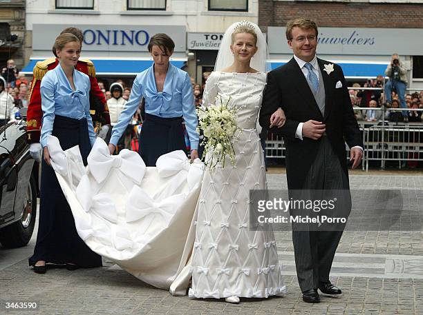 Dutch Queen Beatrix's second son, Prince Johan Friso and Mabel Wisse Smit arrive at the at the City Hall on April 24, 2004 in Delft, the Netherlands....