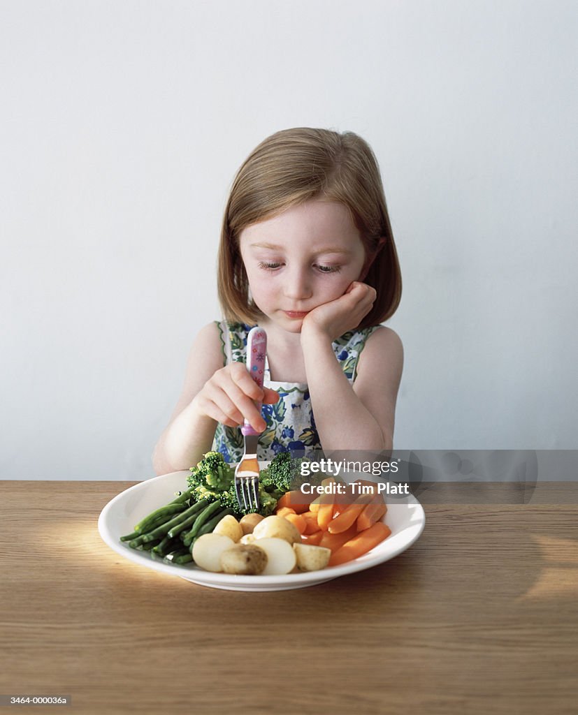 Girl in Front of Plate of Food
