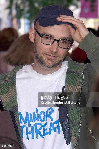 Musician Moby stands for photos before the start of the Planned Parenthood "Stand Up! For Choice" Extravaganza on April 24, 2004 in Washington, DC....