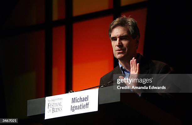 Writer Michael Ignatieff participates in a panel discussion at the 9th Annual LA Times Festival of Books on April 25, 2004 at UCLA in Westwood,...