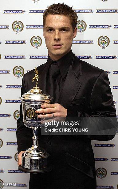 Chelsea's Scott Parker receives the PFA Young Player of the Year Award at the PFA Awards Dinner at the Grosvenor House Hotel in central London, on 25...