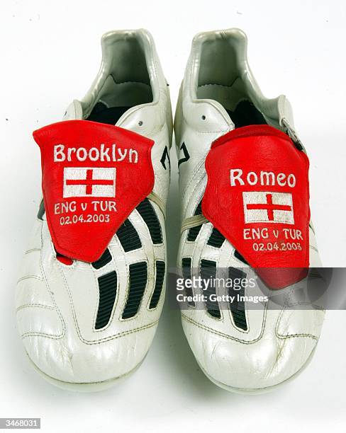 England v Turkey 2003 -These are the boots that David wore for the crucial UEFA EURO 2004 qualifier against Turkey at the Stadium of Light. A last...
