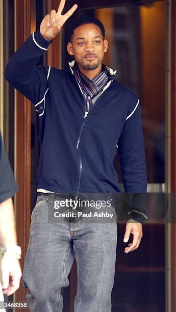 Actor Will Smith is seen leaving the Berkley Hotel on April 26, 2004 in London. He is in London with his wife, Jada Pinkett-Smith, who is supporting...