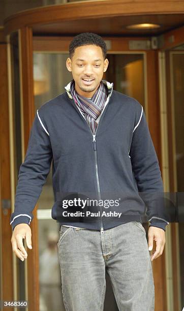 Actor Will Smith is seen leaving the Berkley Hotel on April 26, 2004 in London. He is in London with his wife, Jada Pinkett-Smith, who is supporting...