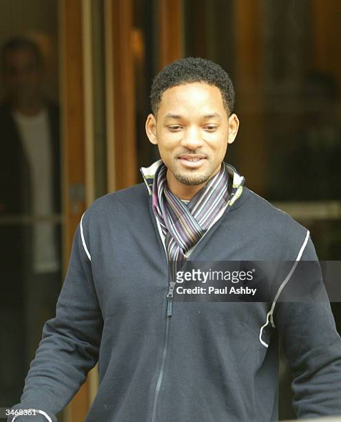 Actor Will Smith is seen leaving the Berkley Hotel on April 26, 2004 in London. He is in London with his wife, Jada Pinkett-Smith, who is supporting...