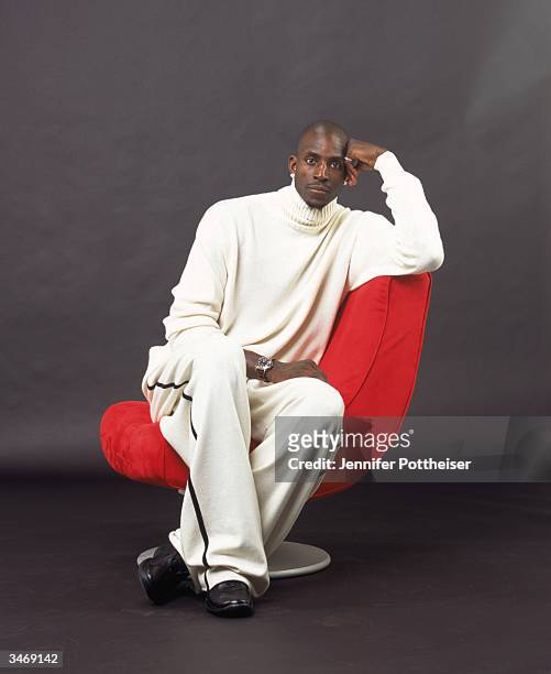 Kevin Garnett of the Minnesota Timberwolves poses for a portrait on December 1, 2003 in Minneapolis, Minnesota. NOTE TO USER: User expressly...