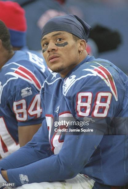 Receiver Terry Glenn of the New England Patriots during a 27-13 win over the Indianapolis Colts at Foxboro Stadium in Foxboro, Massachusetts.