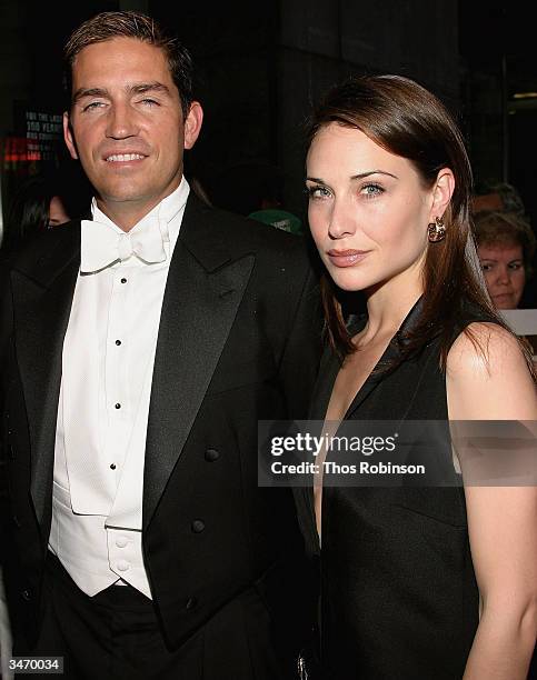 Actors Jim Caviezel and Claire Forlani attend the Premiere of Bobby Jones - Stroke of Genius at Loews Lincoln Square Theater on April 26, 2004 in New...