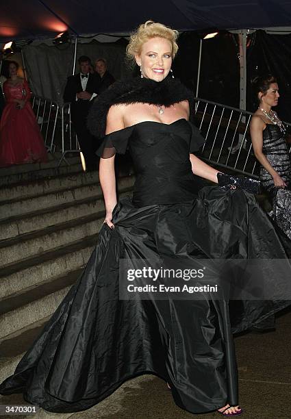 Actress Charlize Theron attends the "Dangerous Liaisons: Fashion and Furniture in the 18th Century" Costume Institute benefit gala on April 26, 2004...