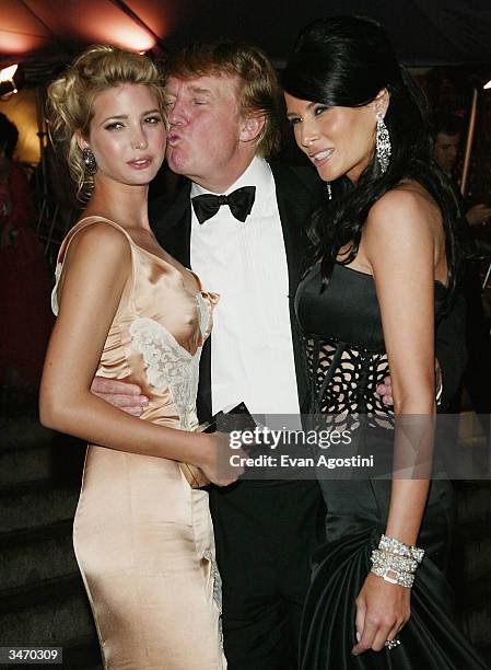 Donald Trump and his daughter Ivanka and girlfriend Melania Knauss attend the "Dangerous Liaisons: Fashion and Furniture in the 18th Century" Costume...