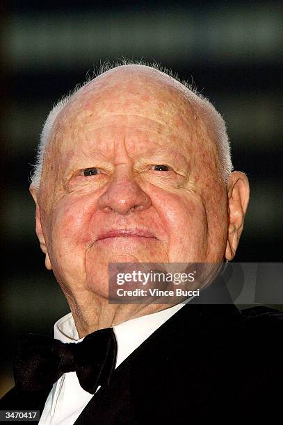Actor Mickey Rooney attends the ceremony honoring him and wife Jan with a star on the Hollywood Walk of Fame on April 26, 2004 in Hollywood,...