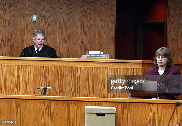 Superior Court Judge Edward M. Coleman watches Court Clerk Bonnie Cherwinski randomly select the 12 jurors to deliberate the Jayson Williams...