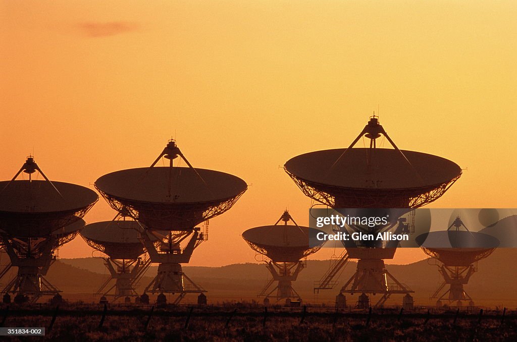 World's largest radio telescope array at sunset,New Mexico,USA