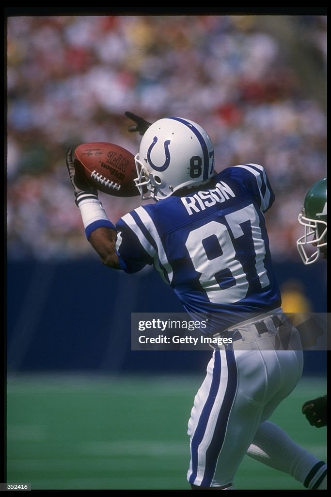 Wide receiver Andre Rison of the Indianapolis Colts catches the ball ...