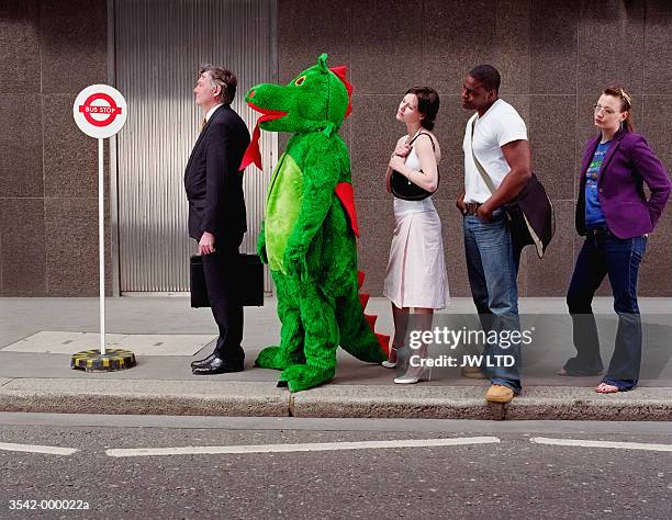 person queuing in fancy dress - role play stockfoto's en -beelden