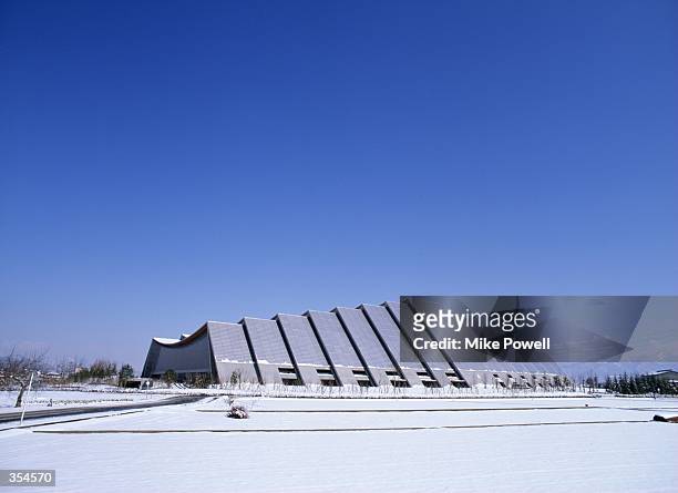 General view showing the exterior of M-Wave, the site of the speed skating event during the 1998 Winter Olympics in Nagano, Japan. Mandatory Credit:...