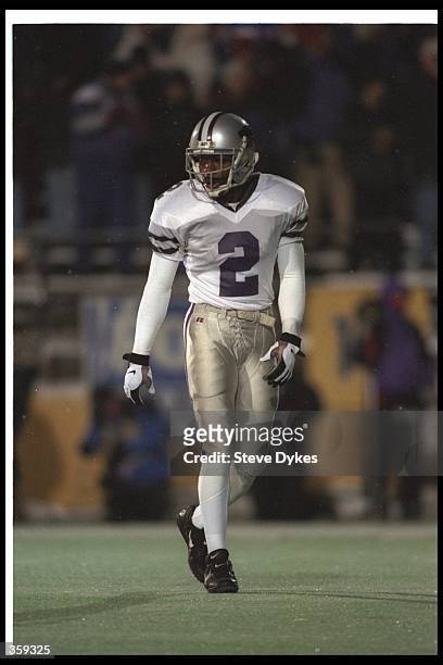 Defensive back Chris Canty of the Kansas State Wildcats looks on during a game against the Colorado Buffaloes at Folsom Field in Boulder, Colorado....